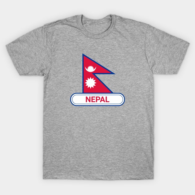 Nepal Country Badge - Nepal Flag T-Shirt by Yesteeyear